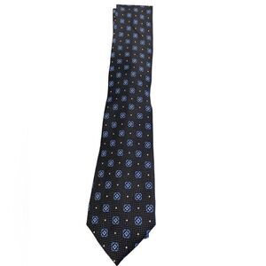 Pronto Uomo platinum gray white blue 100%silk regular length 29 1/2 inches